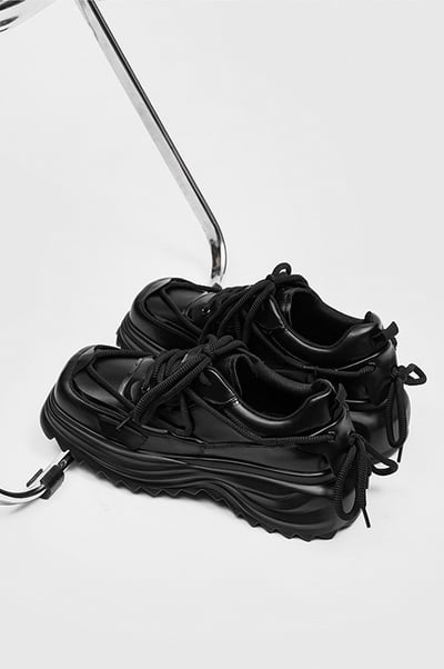 韓國 AL | 小眾原創方頭雙繩編織情侶厚底皮鞋12