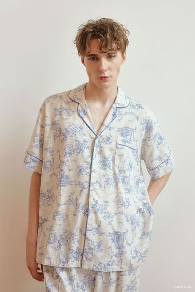 韓國 LUNA 南洋度假蕾絲兩件式短褲情侶睡衣4