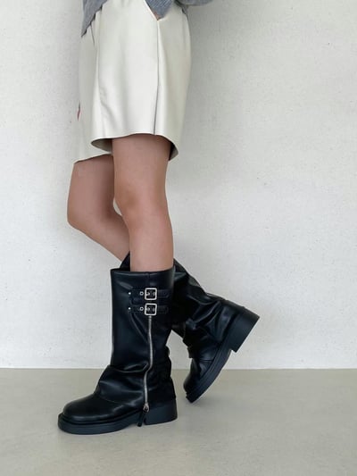 韓國ELF 熱銷款 直筒開鏈褲靴6