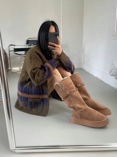 韓國PLA兩穿式下翻長筒絨毛雪靴4