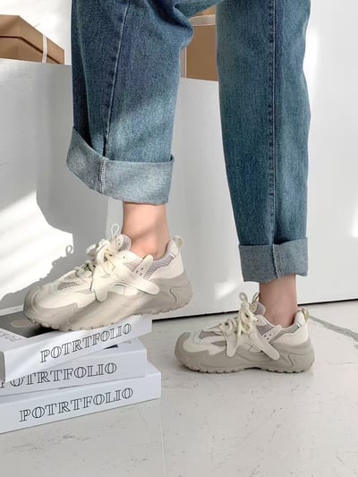 韓國 NAA 真皮海星麵包老爹運動休閒女鞋5