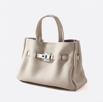 韓國TRO 高級牛皮荔枝軟皮鉑金手提側背包8