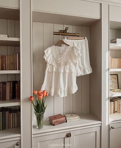 韓國 LUNA 法式浪漫荷葉短褲套裝睡衣9