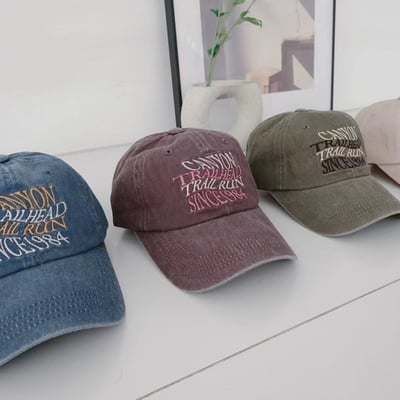 韓國UNI復古丹寧刷舊峽谷字母棒球帽6