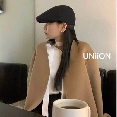韓國UNI毛倪短絨伸縮收口鴨舌帽1