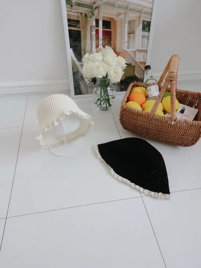 韓國 UNI 度假素色編織流蘇防曬盆帽漁夫帽4