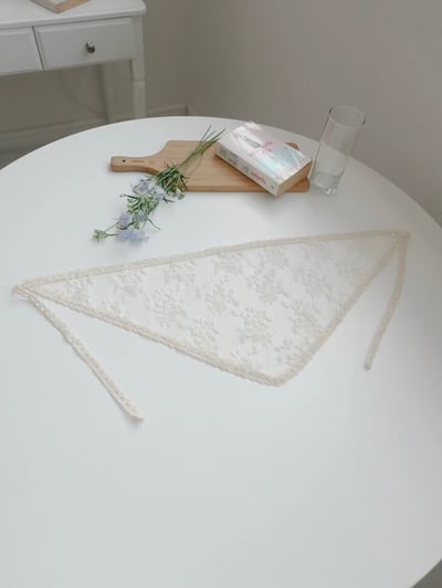 韓國 UNI 薄紗繡花頭巾絲巾7