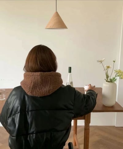 正韓EBA純色針織連帽圍巾13