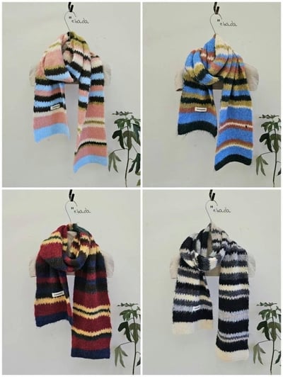 正韓EBA學院風撞色條紋圍巾 ( 8%羊毛 )16