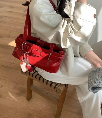 韓國TRO 高級感皮帶扣機車肩背包8