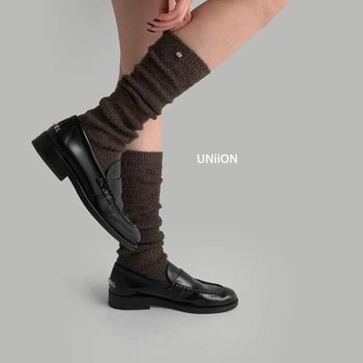 韓國UNI透氣直螺紋拼接中長襪1