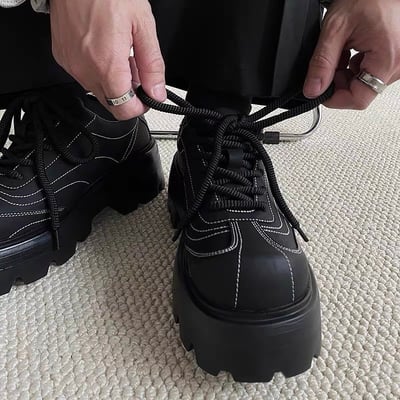 韓國 VBIN | 男款 8公分厚底線條鋸齒鬆糕鞋4