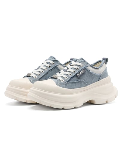 韓國 AL 六公分弧刀牛仔單寧厚底板鞋 (男女)9