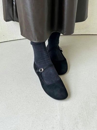 韓國ELF皮草低跟淑女百搭娃娃鞋6