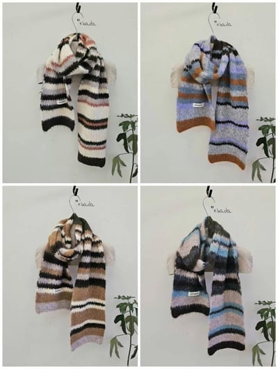 正韓EBA學院風撞色條紋圍巾 ( 8%羊毛 )15