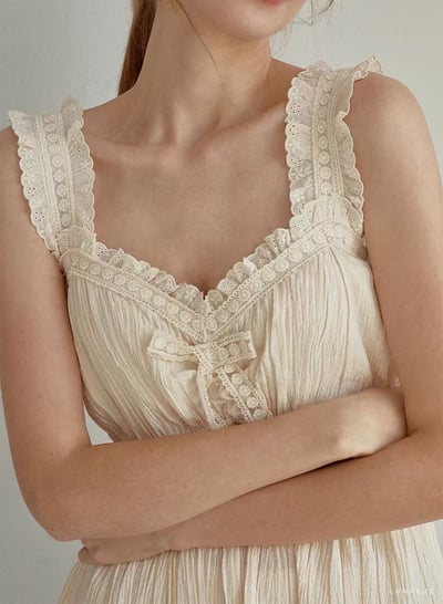 韓國 LUNA 法式清透絲沙兩件式長褲套裝睡衣10