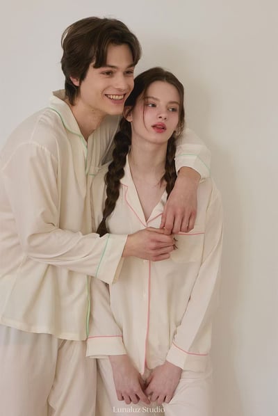 韓國 LUNA 法式極簡線條情侶睡衣7