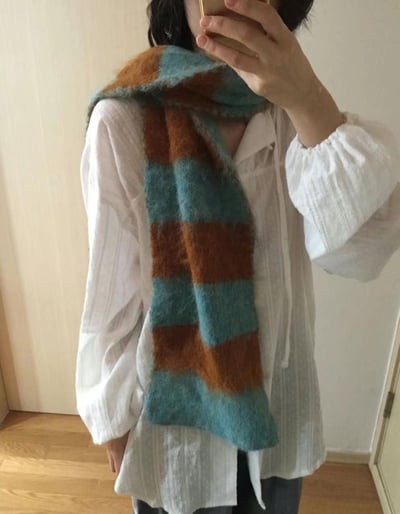 正韓EBA多巴胺撞色條紋圍巾9