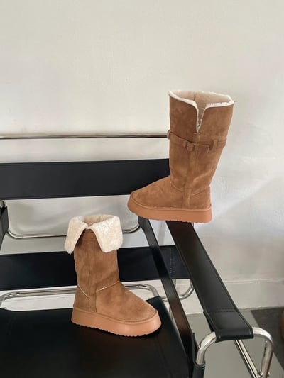 韓國PLA兩穿式下翻長筒絨毛雪靴2