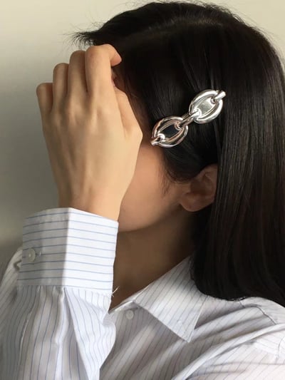 韓國NYU 個性金屬坦克鏈彈簧髮夾5