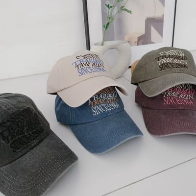 韓國UNI復古丹寧刷舊峽谷字母棒球帽2