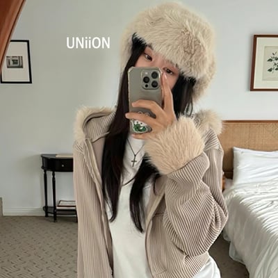 正韓UNI可愛絨毛飛行帽5