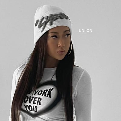 正韓UNI歐美塗鴉印花針織帽1