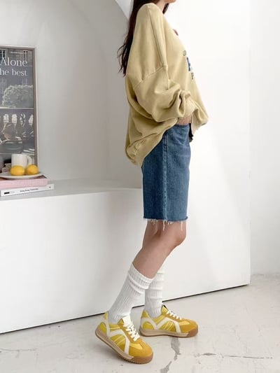 韓國 NAA 真皮麂皮萬線麵包休閒女鞋4