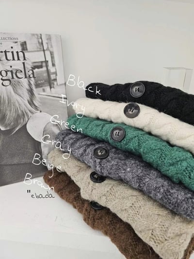 正韓EBA純色麻花鈕扣圍脖 ( 15%羊毛 )17