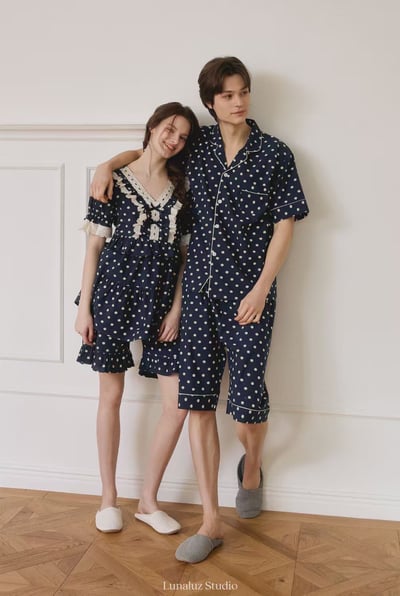 韓國 LUNA 法式浪漫碎花男女情侶套裝睡衣3