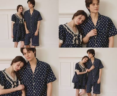韓國 LUNA 法式浪漫碎花男女情侶套裝睡衣9