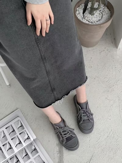 韓國 NAA 真皮仿舊髒髒帆布休閒女鞋5