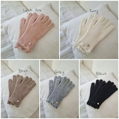 正韓花邊金釦單色手套 現貨(羊毛+纖維)4