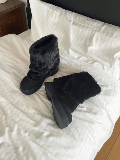 韓國ELF愛斯基摩時髦短筒外翻絨毛短雪靴8