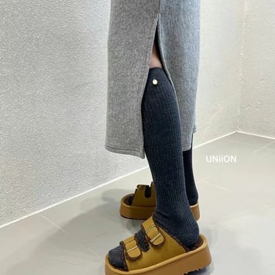 正韓UNI金扣小腿襪1