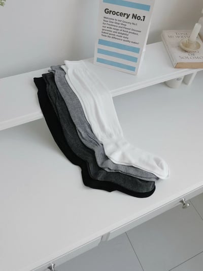 韓國UNI初春新款拼接透氣堆襪（長款）8