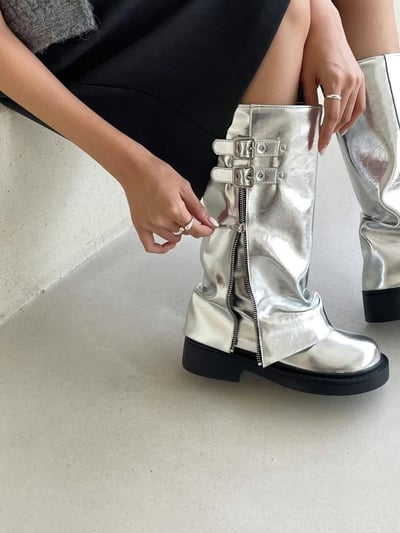 韓國ELF 熱銷款 直筒開鏈褲靴7