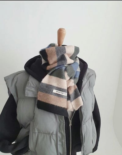 正韓EBA學生復古撞色圍巾6