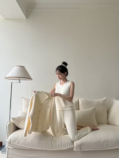 韓國 LUNA 韓系熊熊絨三件秋冬睡衣外套套裝1