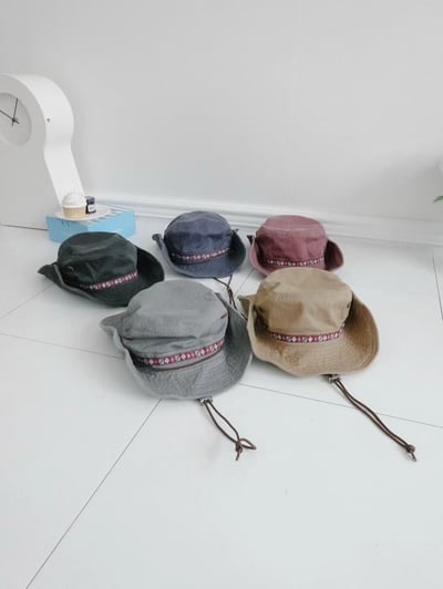 韓國UNI野外登山露營丹寧圖騰漁夫帽6