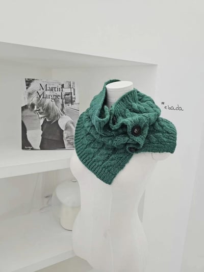 正韓EBA純色麻花鈕扣圍脖 ( 15%羊毛 )8