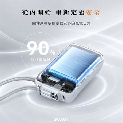 GUXON極方塊 SSB半固態雙線行動電源 10000mAh_具Wh標示 (GFC930)5