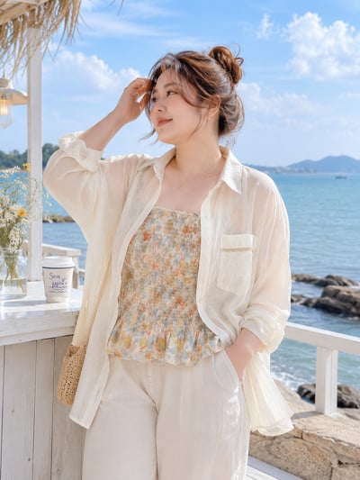 夏日碎花背心襯衫組4