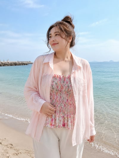 夏日碎花背心襯衫組5