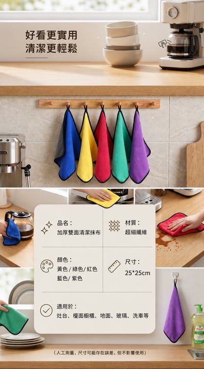 雙面加厚超細纖維清潔抹布5