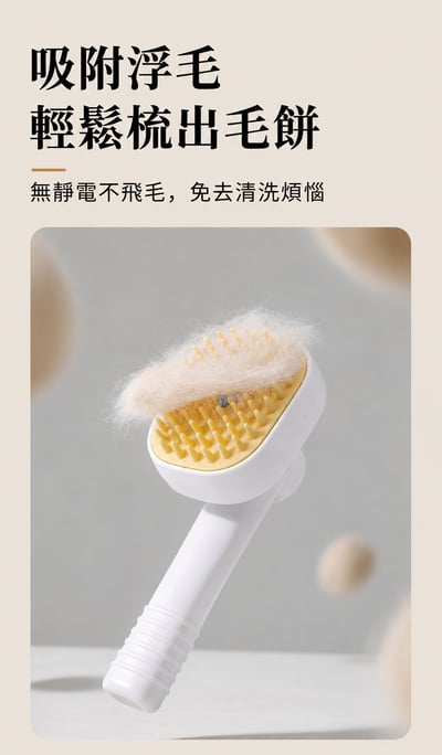 寵物噴霧按摩梳｜貓狗專用清潔梳｜長柄防靜電去浮毛梳｜寵物美容梳毛神器4