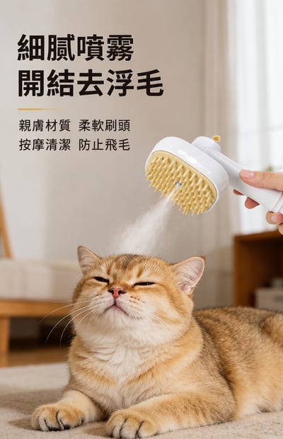寵物噴霧按摩梳｜貓狗專用清潔梳｜長柄防靜電去浮毛梳｜寵物美容梳毛神器7