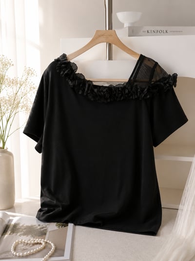 奶霜荷葉透紗TEE2