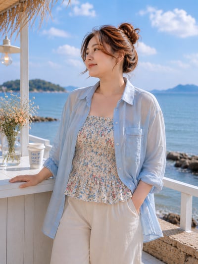 夏日碎花背心襯衫組3
