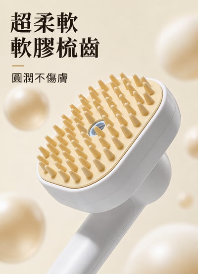 寵物噴霧按摩梳｜貓狗專用清潔梳｜長柄防靜電去浮毛梳｜寵物美容梳毛神器1